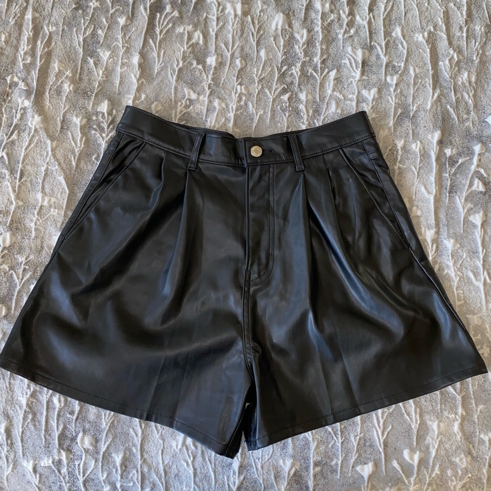 Levi’s High Waisted Faux Leather Shorts